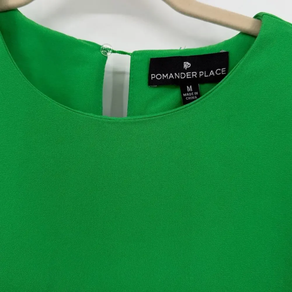 Pomander Place Carlota Peplum Blouse Emerald Green Size Medium